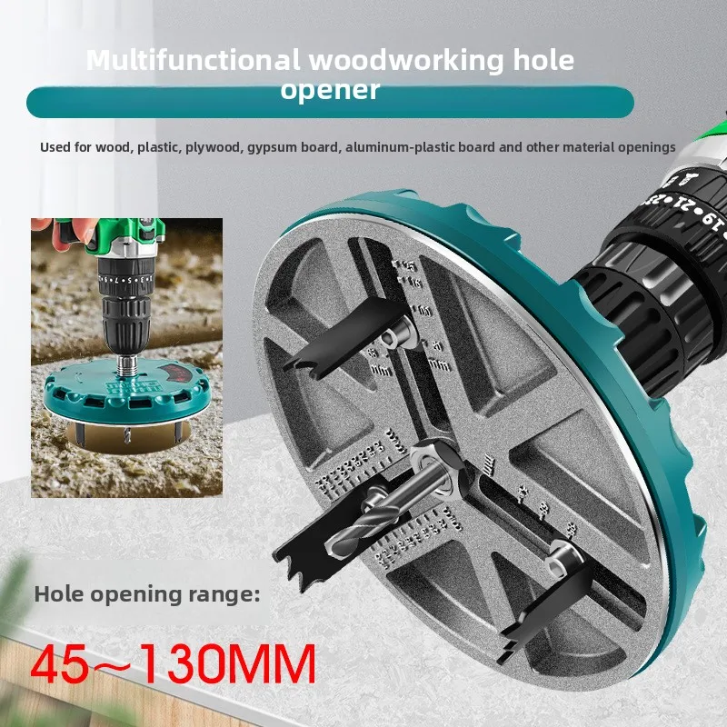 Wiertło uniwersalne regulowane do drewna, płyt gipsowo-kartonowych, plastiku i aluminium, 45-130 mm, do wiertarki elektrycznej.