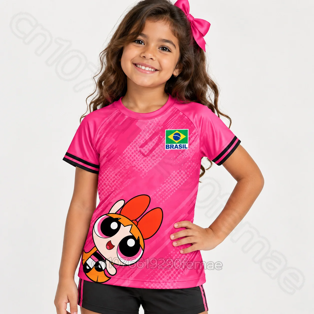 2026 Neues Brasilien Volleyball-Trikot Kinder-T-Shirt im THE POWERPUFF GIRLS-Stil Kurzarm-Oberteil für Jungen und Mädchen Vielseitiges Sport-Shirt – Detail 8