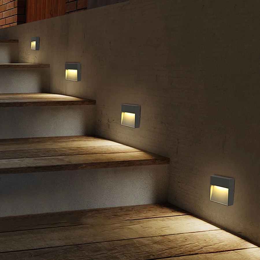 3/6/10W Outdoor LED Stair Light Surface Mounted Step Light Waterproof Wall Corner Lamp Outside Footlight Staircase Wall Lamp