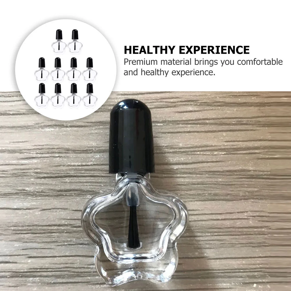 10 Stück leere Glasflasche schwarze Nagellack flaschen für Gel vorrats behälter haltbarer DIY klarer Fingernagel