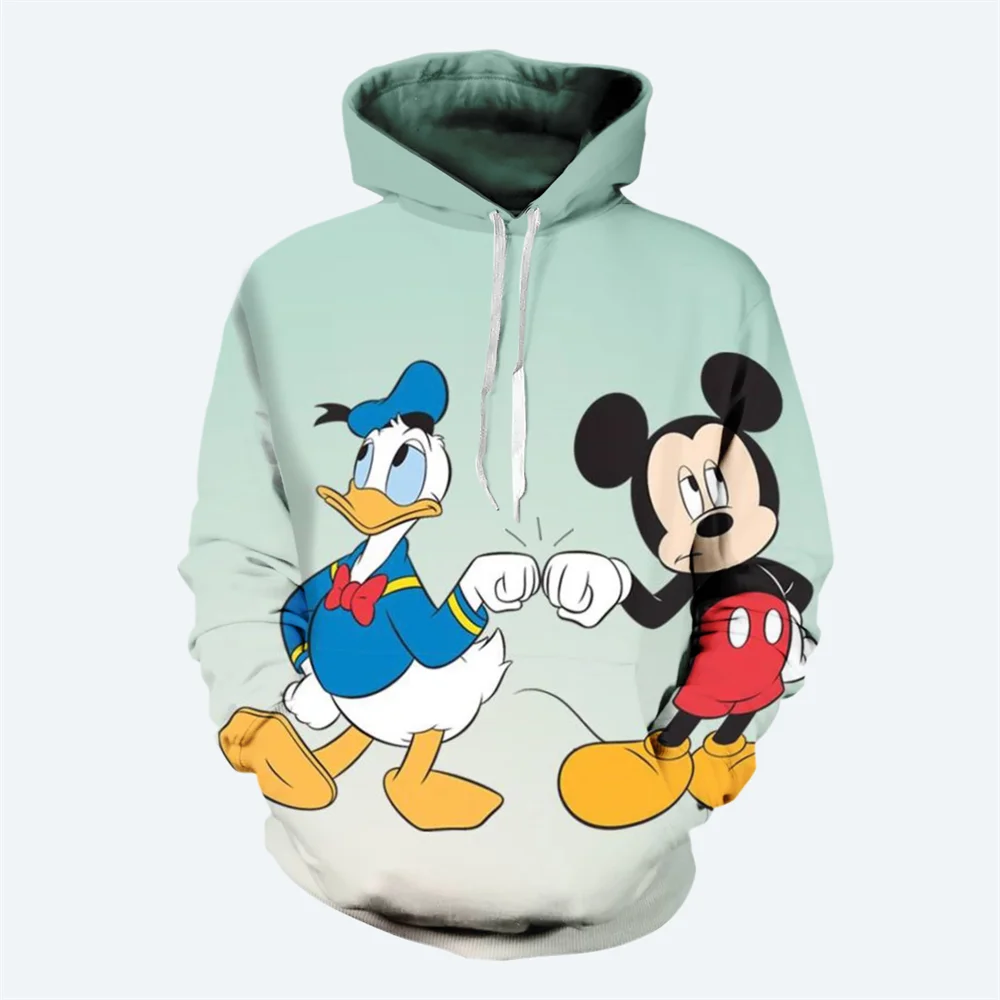 Disney Boys Girls Hoodies Donald Duck Men's Hoodies 3D Printed Mickey Mouse Pullover MINISO Men's Hoodies New Men's Clothing