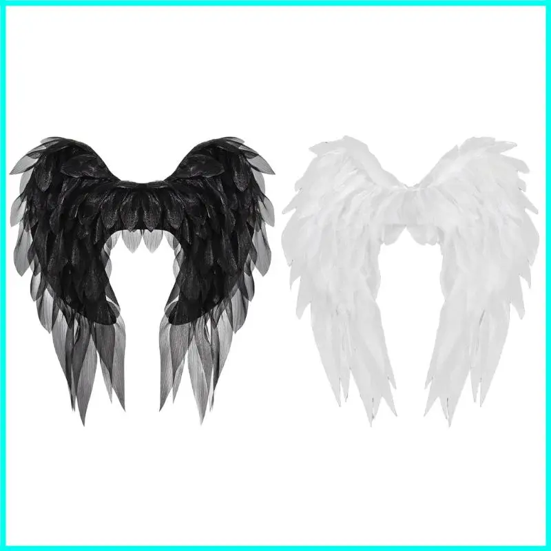 

Luxurious Organza Angel Costume Wing Adjustable Straps Role Playing Gothic Performances