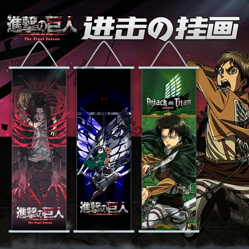 

Attack on Titan Levi Ackerman Anime Decor Cloth Eren Jaeger Playbill Reiner Braun Cosplay Posters Armin Arlert Wall Paintings