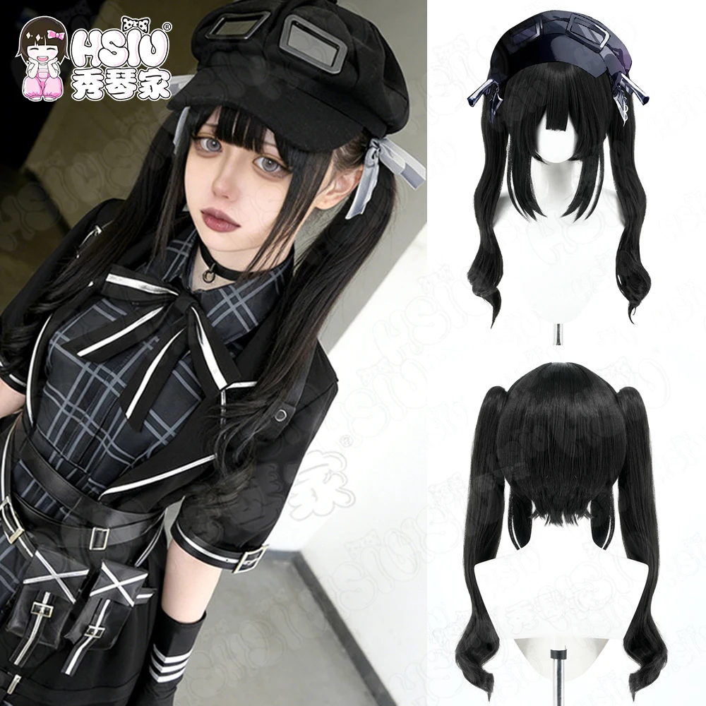 

Синтетический парик для косплея «HSIU», 60 см, черный длинный парик + сетка для парика, GAME Kurobe Nanoka, парик для косплея
