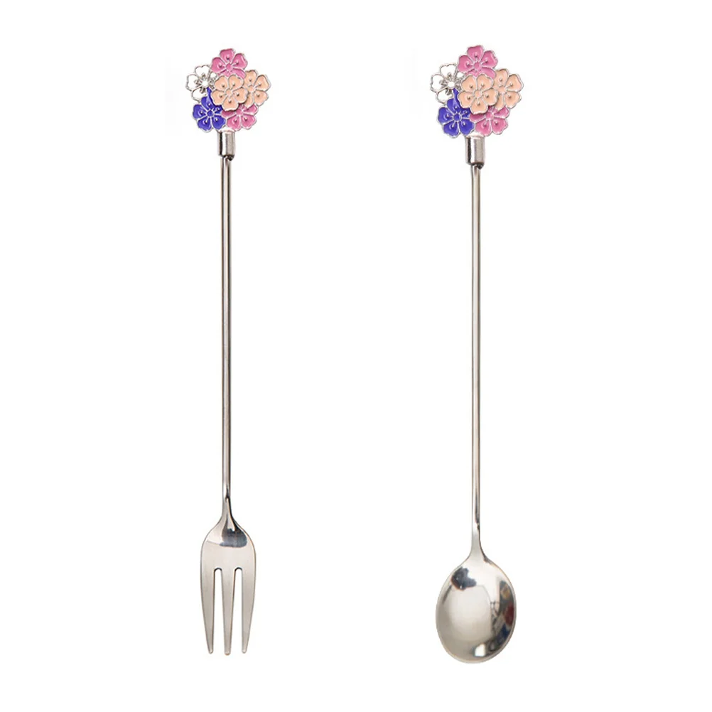 

2Pcs Fork Spoon Premium Stainless Steel Creative Dessert Coffee Tableware Exquisite Workmanship Antirust Wearresistant