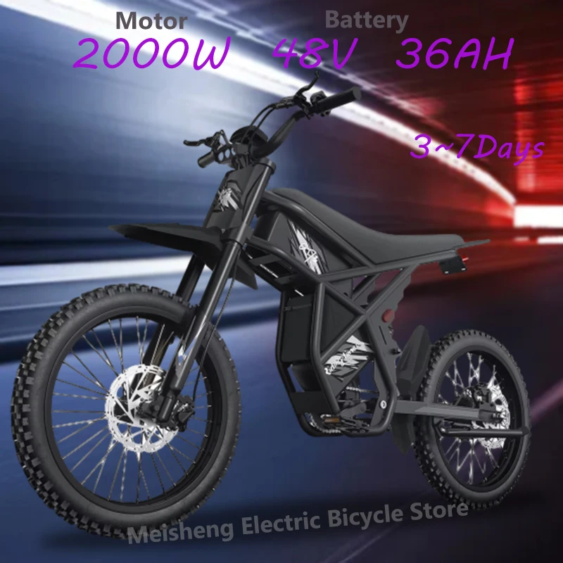 Ebike GT73 2000W Electric Dirtbike 25” Tires 1747Wh Dual Battery EBike Max 37 MPH Dual Hydraulic Brakes Suspension