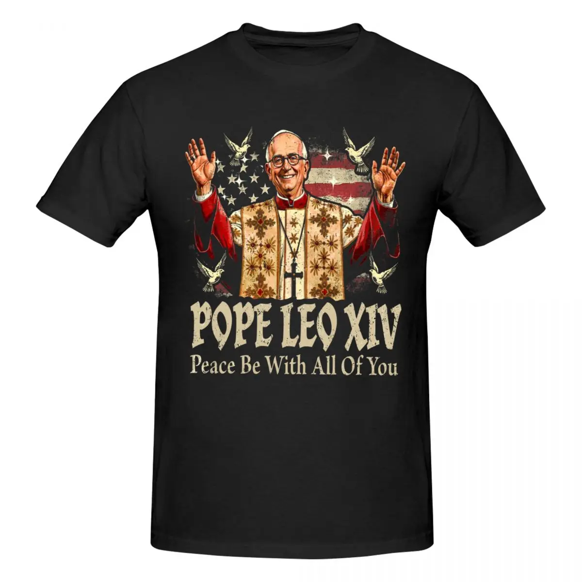 Men Pope Leo XIV Catholic Church Fun T Shirt Streetwear Cotton Tshirts