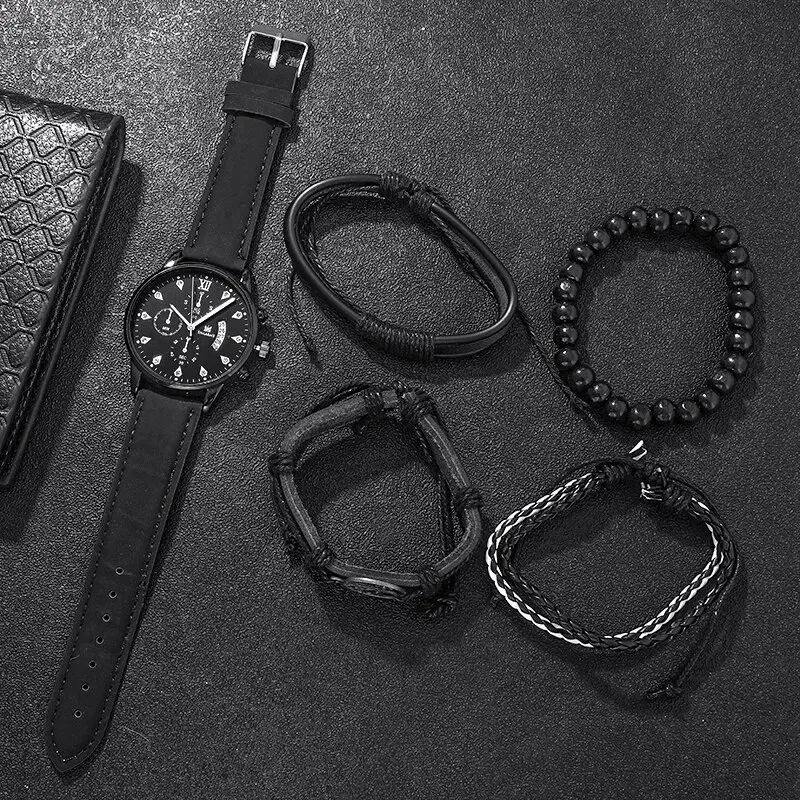 นาฬิกากีฬาแฟชั่นสำหรับผู้ชายนาฬิกาควอตซ์สายหนังนาฬิกาทำมือมีปฏิทินวันที่ทรงอินฟินิตี้สำหรับผู้ชาย