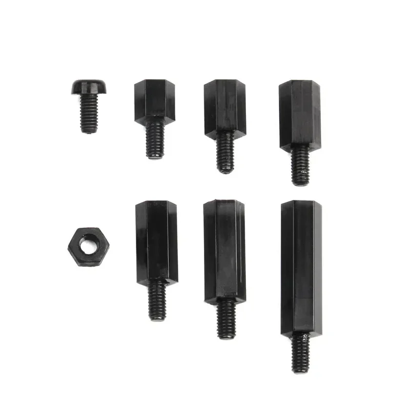 2 sets suitable for family use, black nylon screw single pass M3 with screw and nut kit combination, 360pc length: 6-20mm