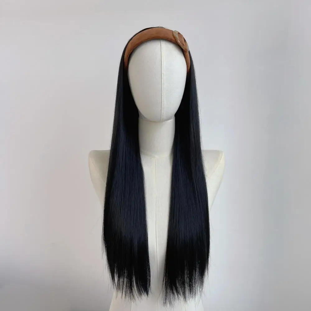 Wide Brimmed Brown Headband Long Hair Design For Women, Three Colors Wig Styling, Mother's Day Gift
