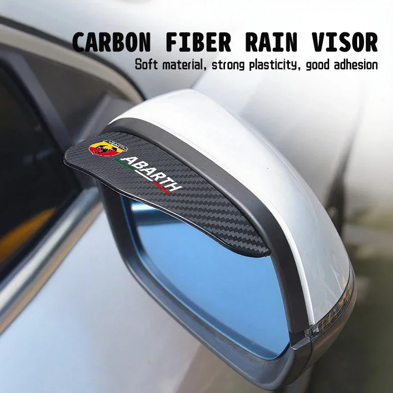 2pcs Car Rearview Mirror Rain Eyebrow Sticker Suitable for Abarth 500 595 695 Punto 500X FR Waterproof Exterior Accessory