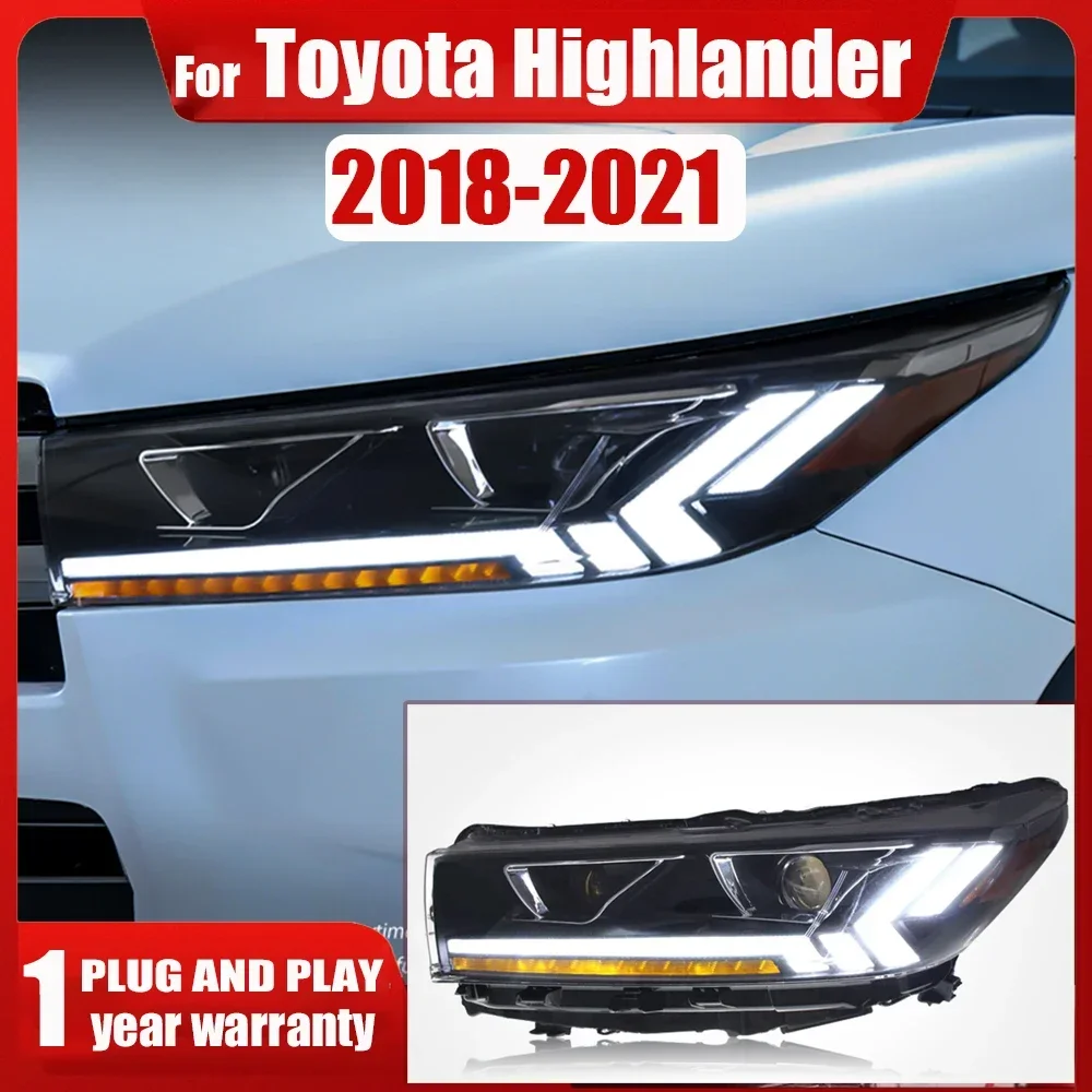 Car Styling For Toyota Highlander LED Headlights 2018 2019 2020 2021 Front DRL High Low Beam Dynamic Turn Signal Lights Assembly