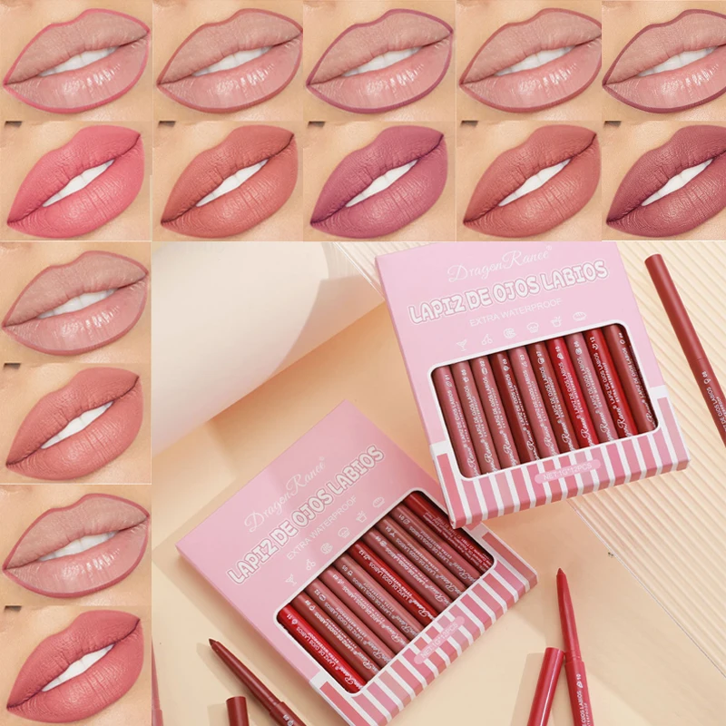 Lip Liner Lipstick Pen Waterdicht Blijvende Haaklijn Lippen Matte Beginner Automatische Lippen Liner Bonenpasta Lipcontour Cosmetica