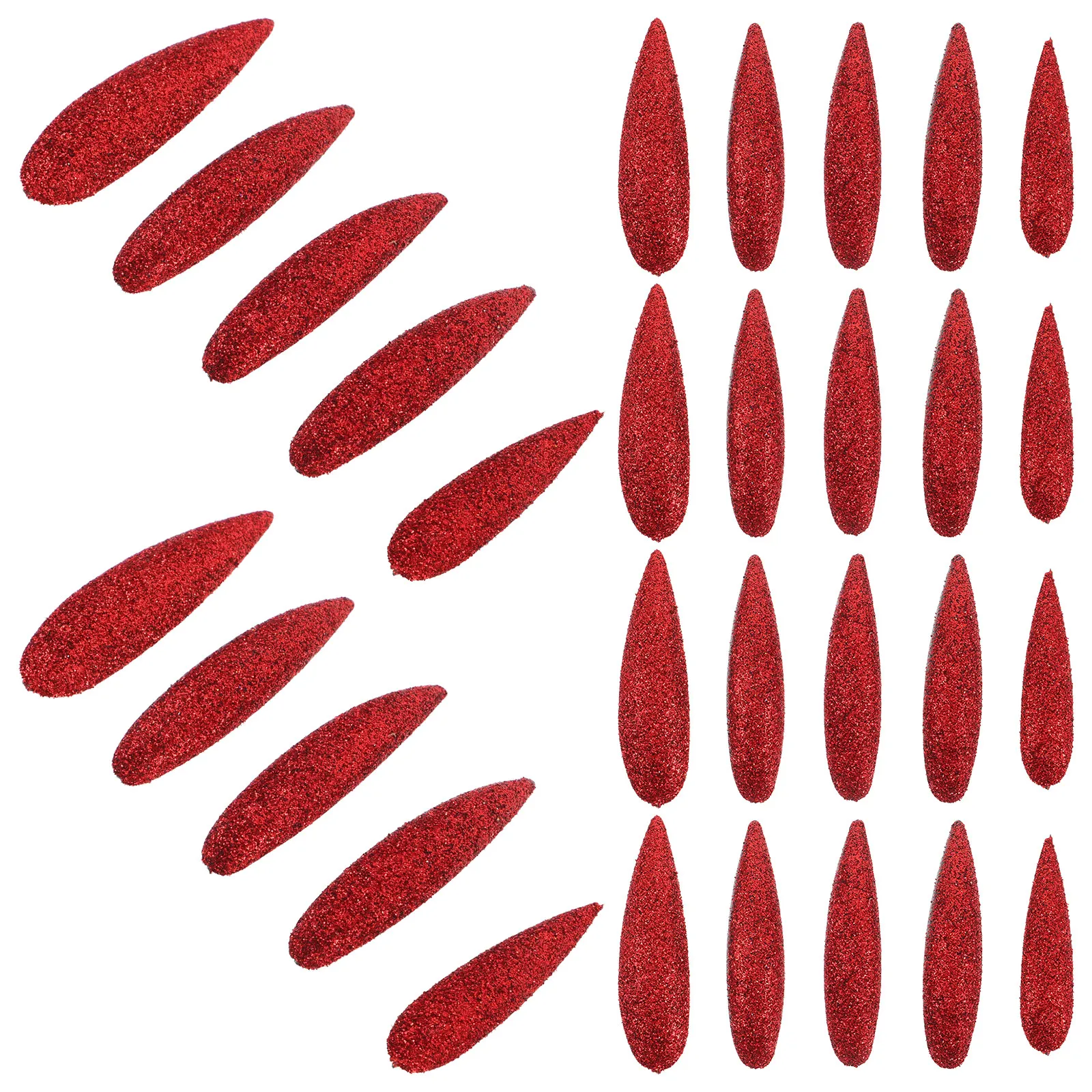 

40Pcs Red Glitter Press on Nails Full Cover Fake Nails for Women Girls Holiday Party Cosplay Stage Sparkling Reusable Artificial