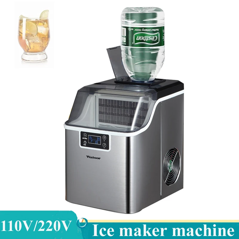 ماكينة صنع الثلج الكهربائية المربعة الشكل ماكينة صنع الثلج الأوتوماتيكية المحمولة لمقهى البار 30 كجم / 24 ساعة #4