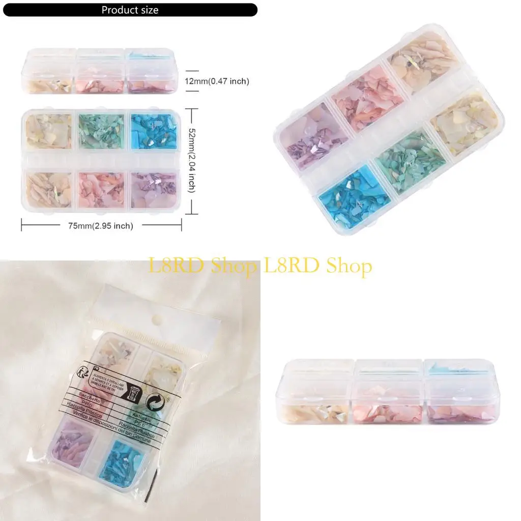 

L8RD Natural Friendly Shell Art Pieces 6 Color Options Waterproof Glitterings Texture Long Wear Manicure Accessories For Women