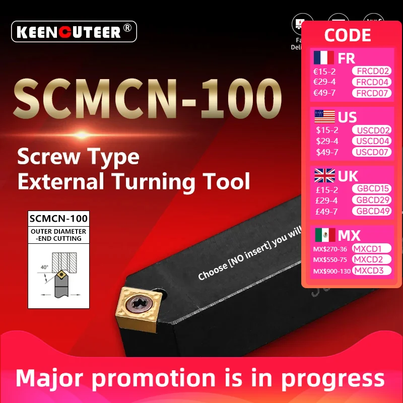 

Внешний инструмент для токарной обработки Φ SCMCN1010 SCMCN1616 SCMCN2020 SCMCN2525 obtuse, угловой режущий стержень, токарный станок с ЧПУ, поворотный держатель