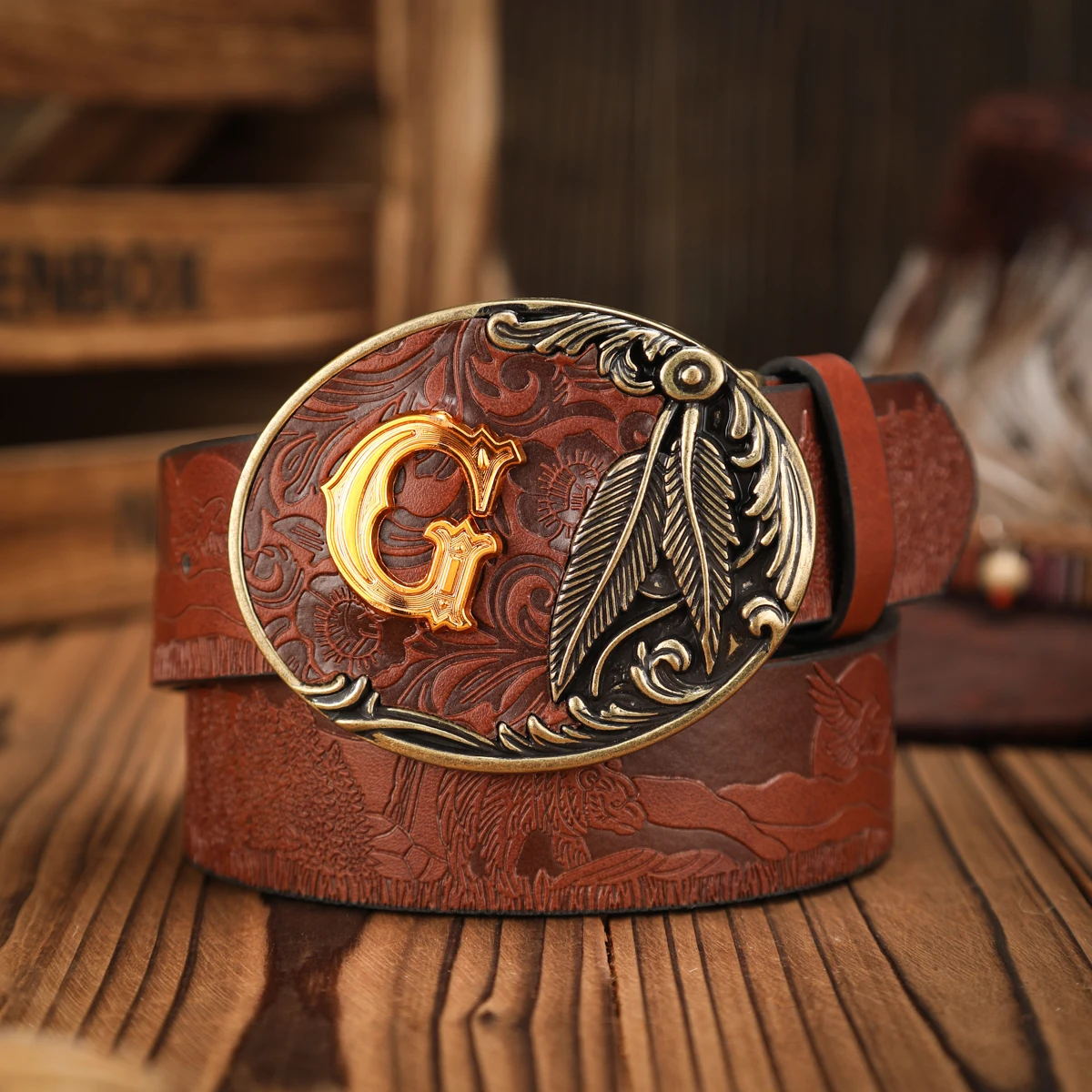 Ein lässiger, individueller und retroartiger Gürtel, ein Kleidungsaccessoire im Western-Stil, Metallschnalle, PU-Gürtel, geeignet für sowohl Männer als auch Frauen – Detail 7