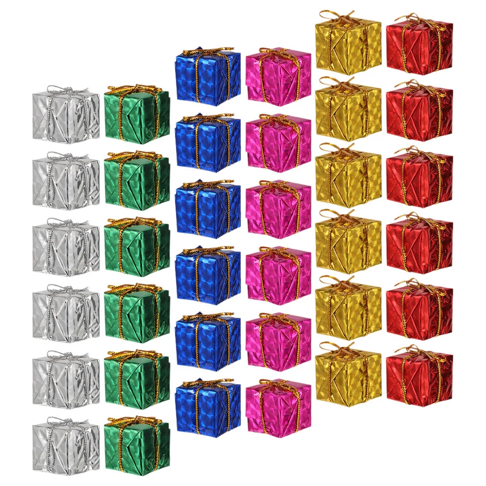 

36Pcs Xmas Tree Hanging Ornaments Christmas Gift Box Shape Mini Hanging Decor Xmas Party Decoration Supplies Mini Gift Boxes