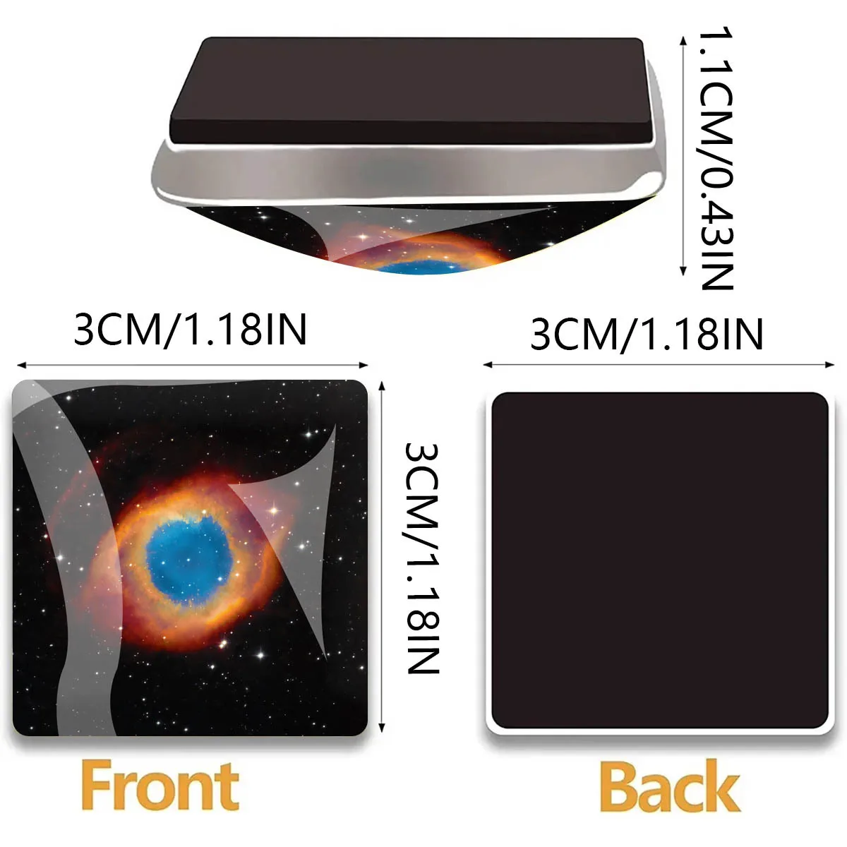 1PC 30MM Nebula Square Refrigerator Sticker Astronomy Glass Magnetic Stickers Astronomy Home Decorations Party Gifts