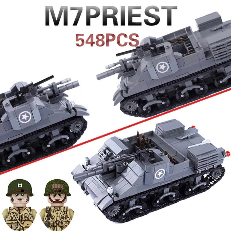 

Military Vehicles Tank Sets SWAT Army City Police M7 Priest Model Building Blocks WW2 US Soldiers DIY Bricks Kids Classic Toys