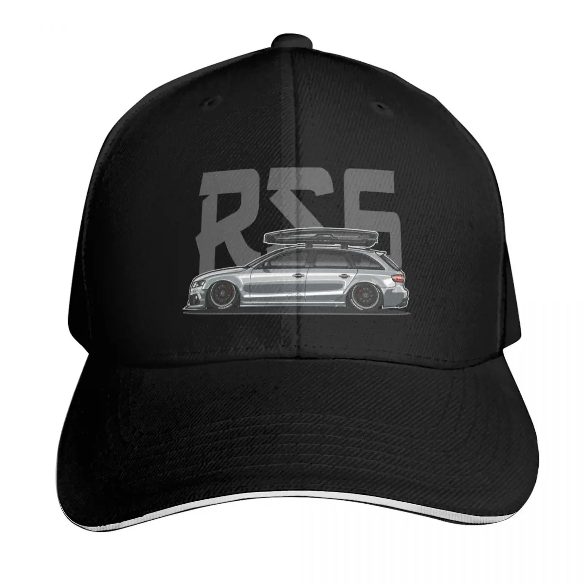 RS6 Avant - Touring Mode (White) Baseball Cap Vintage Retro Embroidered Lightweight Packable Gift for Him Her
