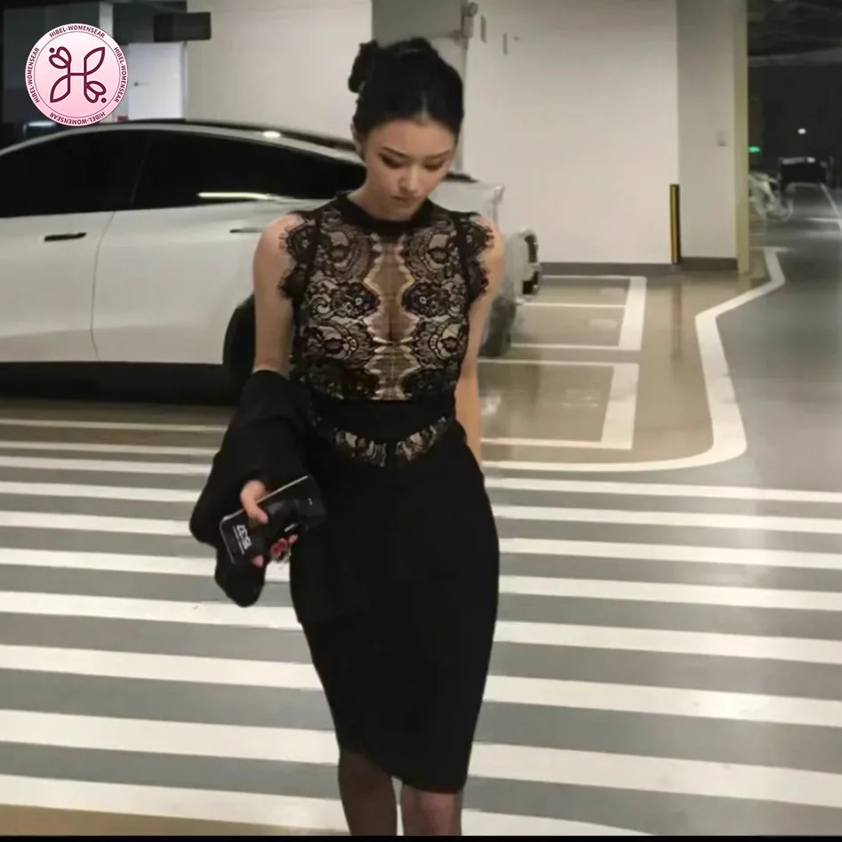 

Luxe Lace Bandage Dress - Sexy Bodycon Midi (Women's Elegant Office-to-Evening Gown)