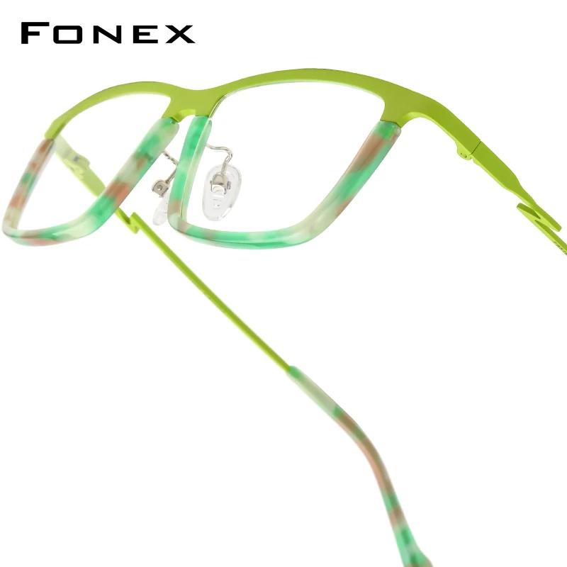 FONEX Acetate Titanium Glasses Frame Men 2025 Fashion Brand Design Square Eyeglasses Women Spectacles High Quality Eyewear 85792