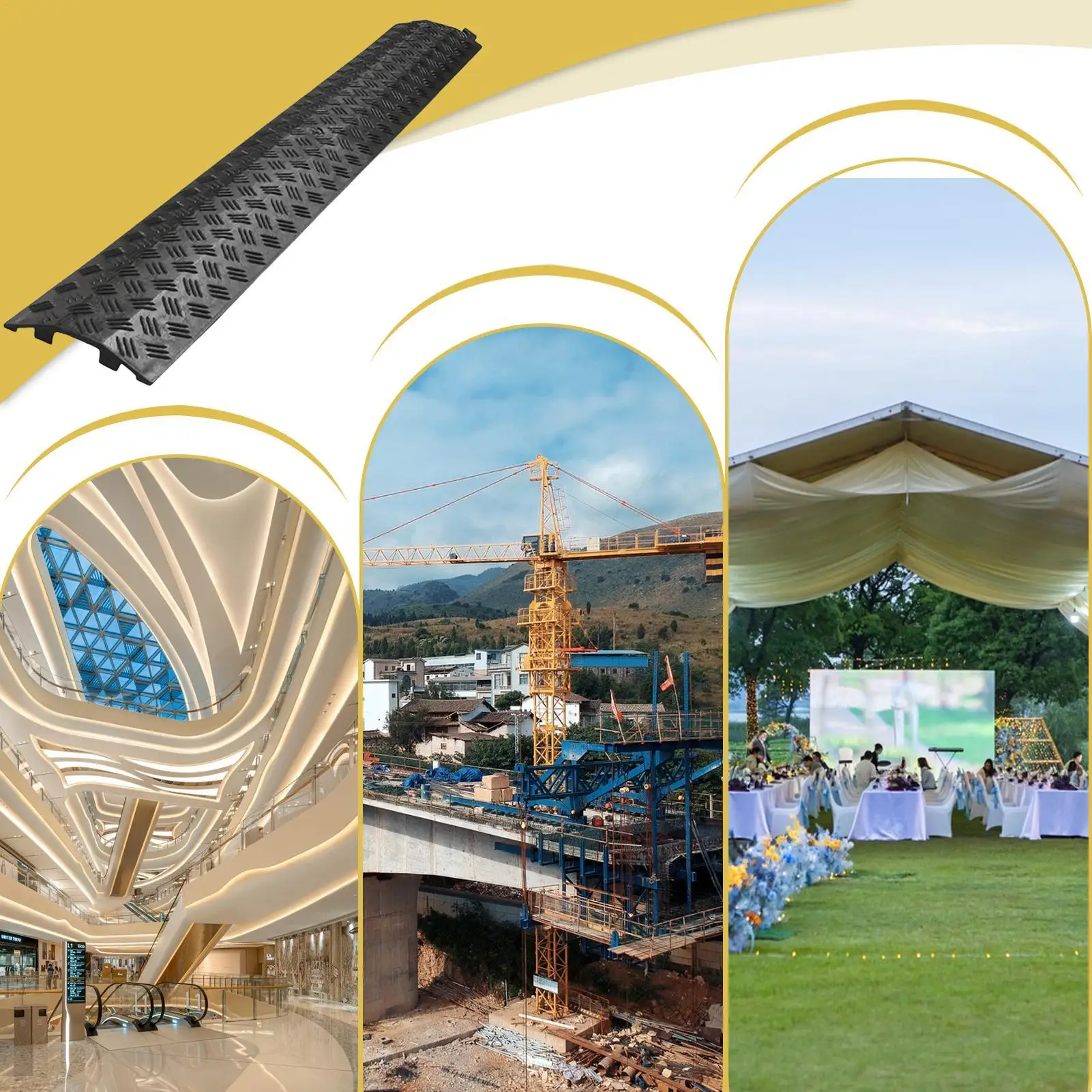 PVC Drive Over Cable Protector Power Lines Extension Cord Cover Waterproof Protective Cable Ramp For Garden Garage Sidewalk