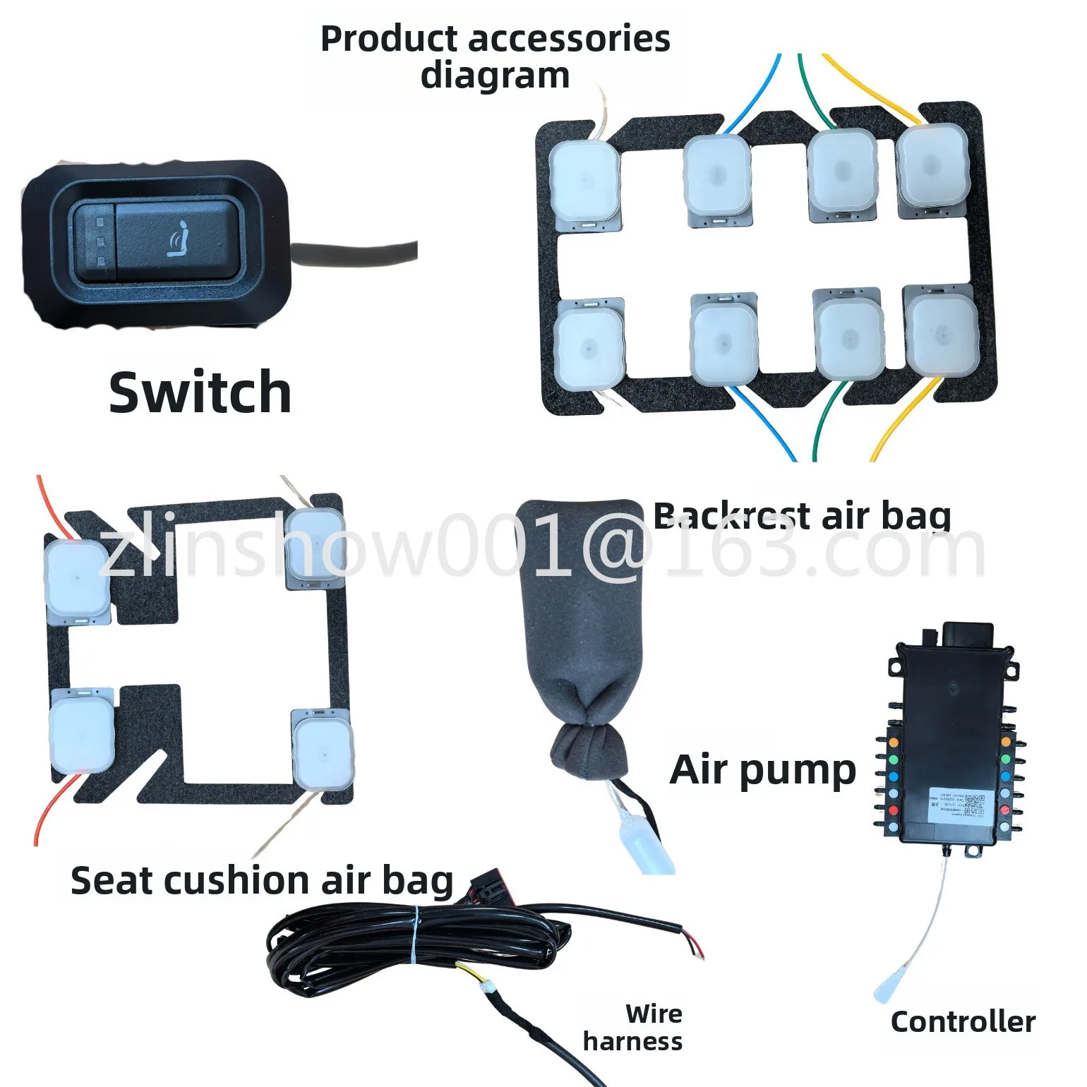 Car seat massage modified 12-point pneumatic integrated TPU airbag 12v automotive upgrade accessories