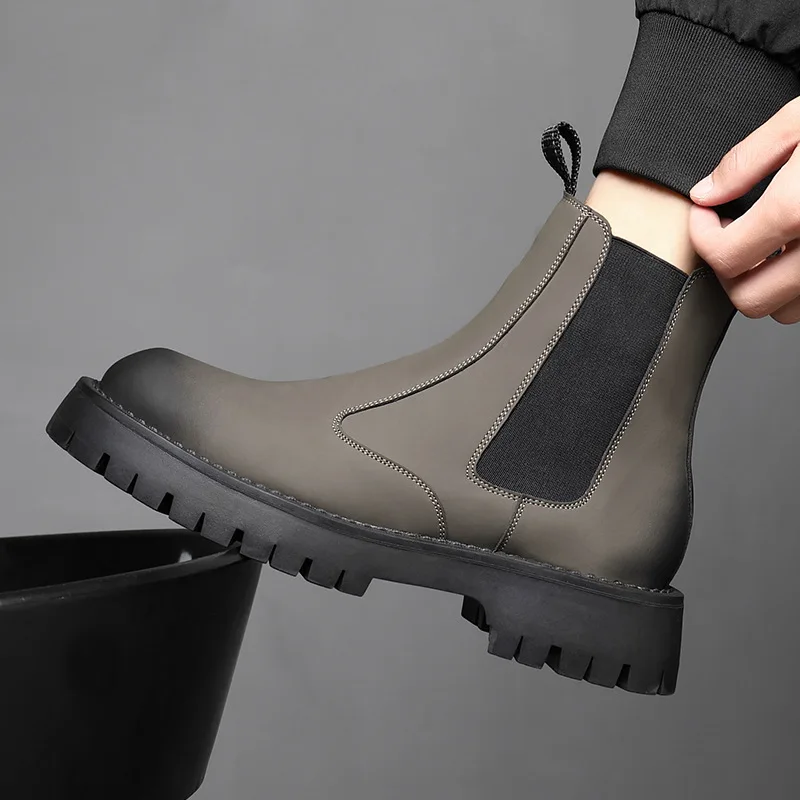 Spring new men's Chelsea boots popular chimney boots black suede boots men 2025 leather single boots trend