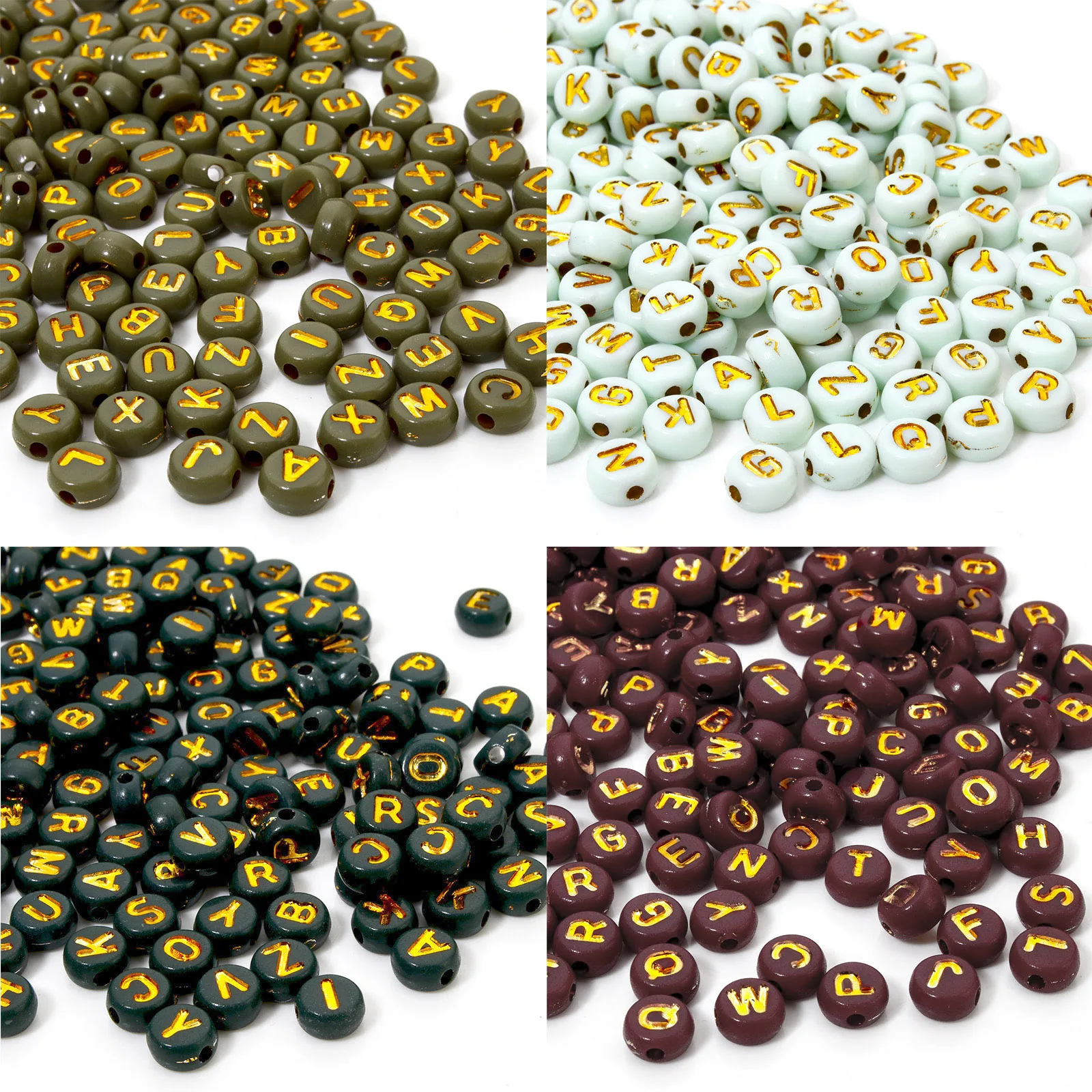 

500pcs 7mm Acrylic Beads Multicolor Round At Random Mixed Message " A-Z " Enamel Spacer Beads For DIY Jewelry Making Necklace