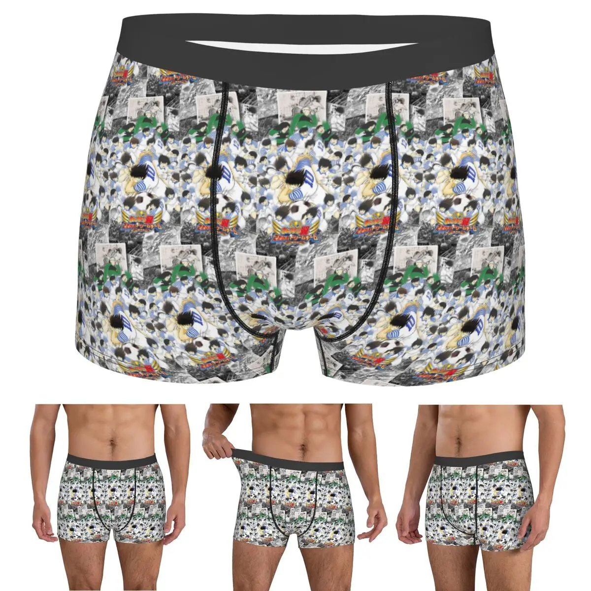 Boxer Underpants Shorts Japan Football Manga Captain Tsubasa Panties Men's Soft Underwear for Homme Man Boyfriend Gifts