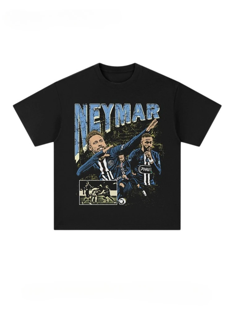 

Спортивная футболка Neymar из плотного хлопка с короткими рукавами и принтом американского футбола в стиле ретро 2026