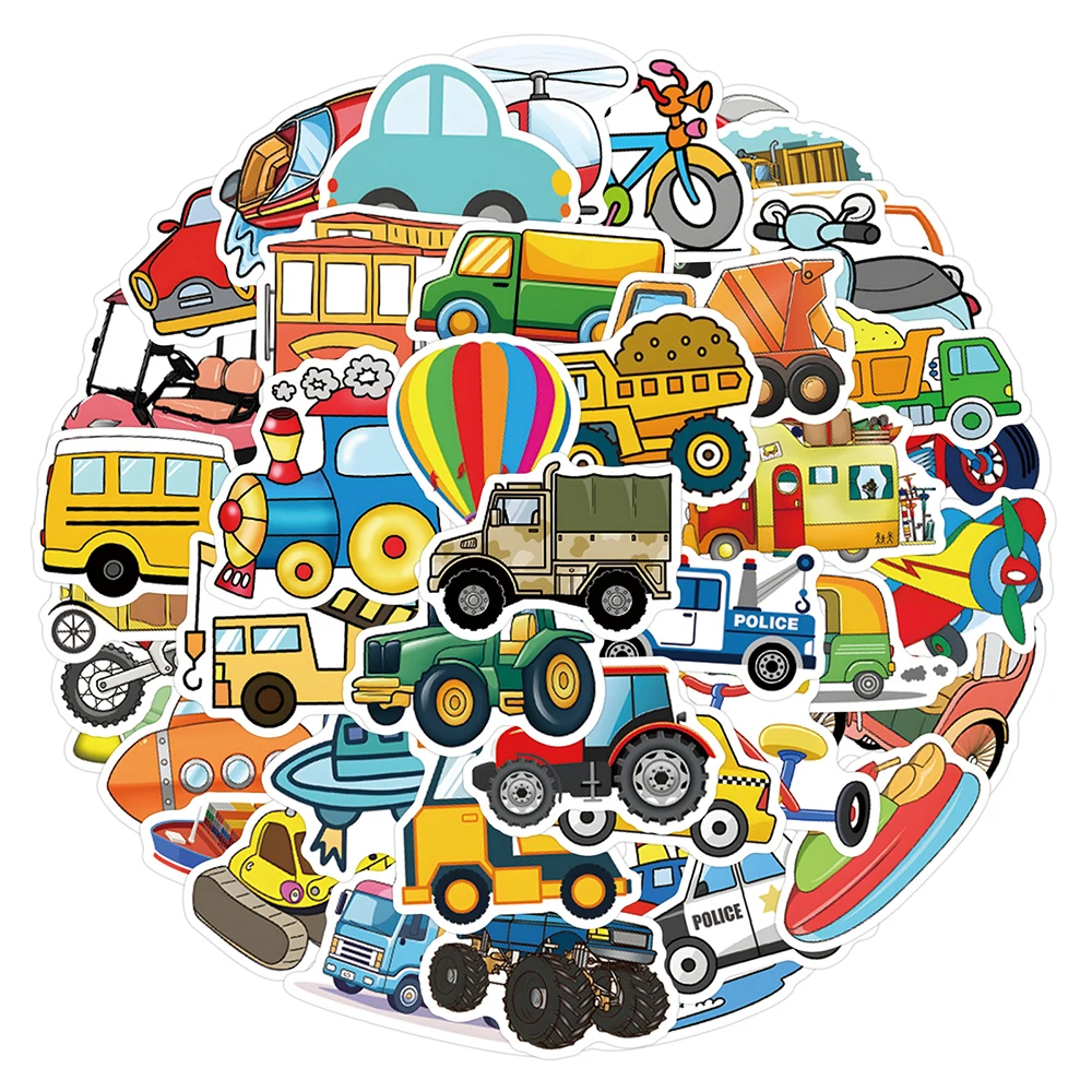 10/30/50/110pcs Funny Means of Transportation Car Ship Cartoon Stickers DIY Laptop Fridge Phone Suitcase Decoration Sticker Toys