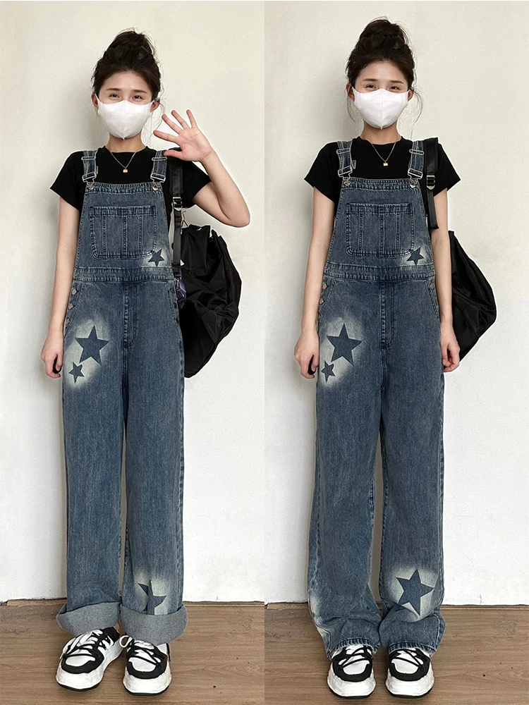 

Свободные женские джинсовые комбинезоны, прямые брюки американского дизайна, длинные брюки с высокой талией, летняя коллекция, модные утягивающие брюки