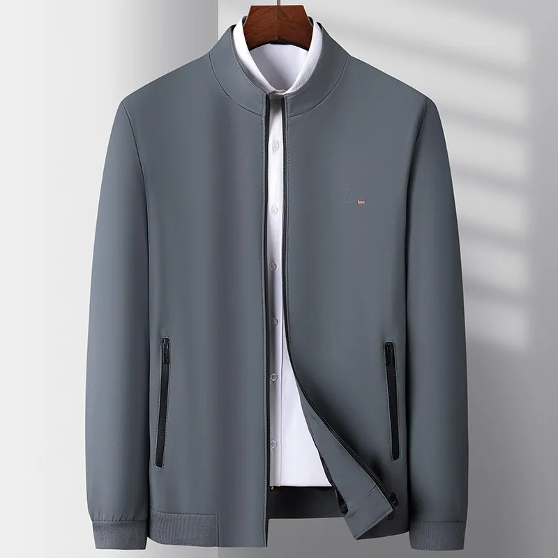 

Men's Stand-Up Collar Business Casual Jacket 2025 Spring Autumn Thin Material Middle-Aged Dad Top for Men