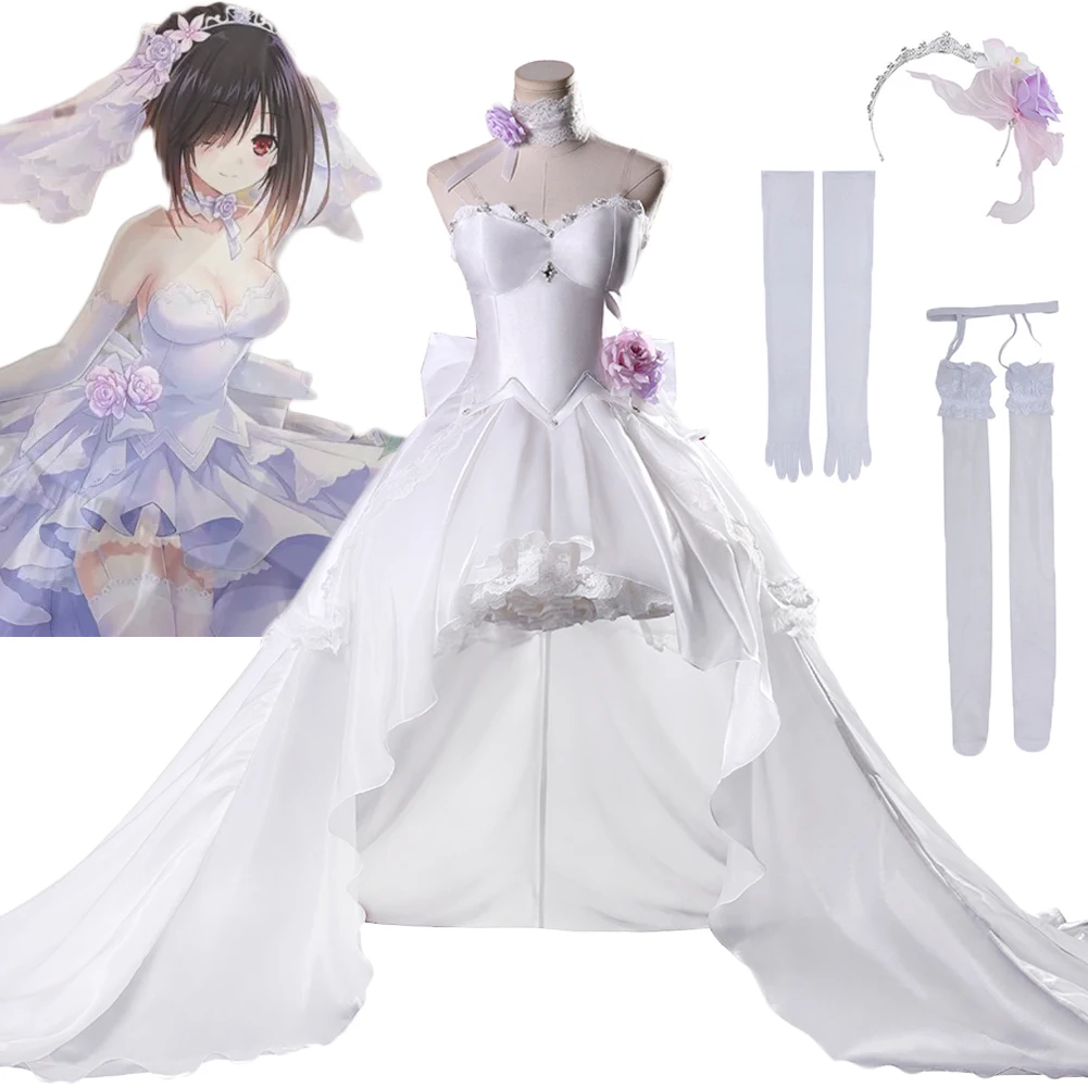 

Костюм для косплея по аниме Date A Live: свадебное платье Ятогами Токи, аксессуары, униформа, женская одежда для Хэллоуина и карнавала