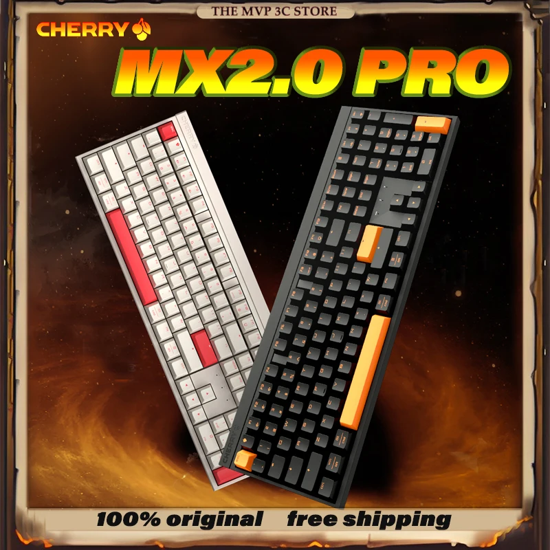 

CHERRY MX2.0 PRO wireless tri-mode Customized mechanical keyboard gaming office home special quiet 108keys hotswap Gift Gasket