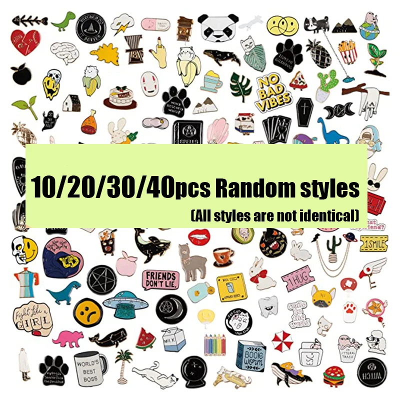 10/20/30/40pcs Random Pins Personalized Cute INS Tide Badges Brooch Accessories wholesale Cartoon Clothes Bag Small Jewelry Set