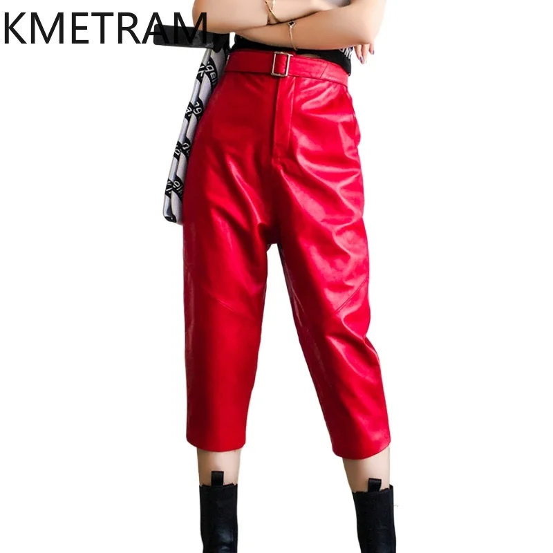 

KMETRAM Genuine Leather Women Pants Real Sheepskin Clothes Autumn Winter Trousers Harem Pants Women Pantalones Olgados Mujer