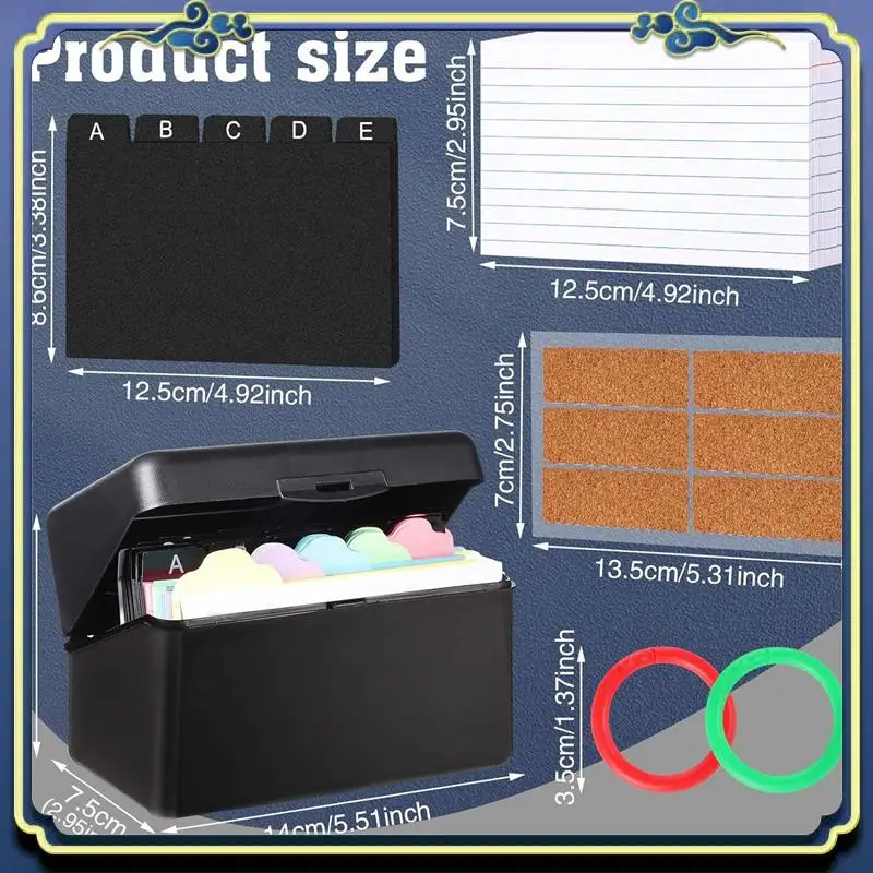 Portable Index Card Holder With Lock,Collapsible Index Card Box Fits 3X5-Inch Flash Cards - Business,Or Note Card Storage Boxes