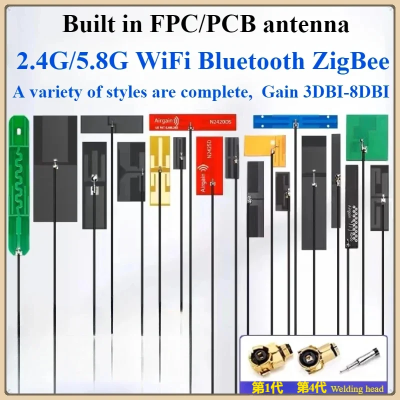 5ชิ้น/ล็อต2.4G 5G 5.8G ความถี่คู่พร้อม FPC ในตัวบอร์ดนุ่ม WiFi บลูทูธแพทช์เสาอากาศรับสัญญาณสูง IPEX