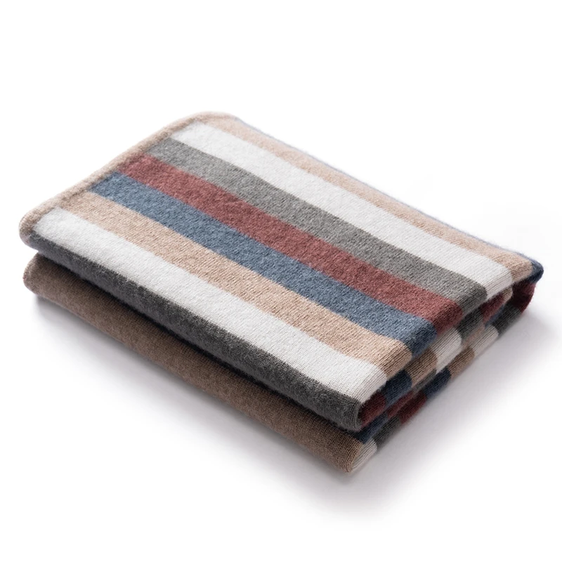 2026 Autumn Winter New 100% Cashmere Shawl Women Colored Striped Knit Scarf Fashion Wrap Soft Non Irritating Cashmere Shawl