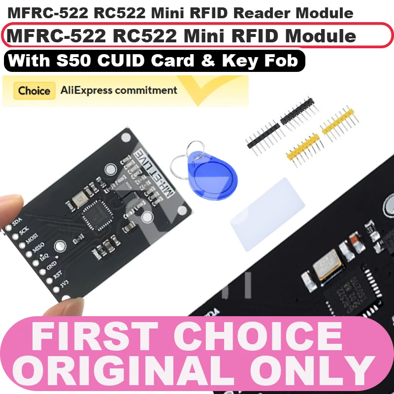 MFRC-522 Мини-черный модуль RC522 Мини-модуль считывания RFID |   Компактный датчик карты IC 13,56 МГц ​ ​   Tri-Interface (SPI/I2C/UART)