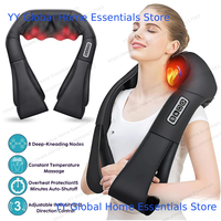 Deep Kneading & Heat Therapy Massager, U-Shape Shiatsu Pillow for Neck, Shoulder, Back, Waist, and Leg Pain Relief
