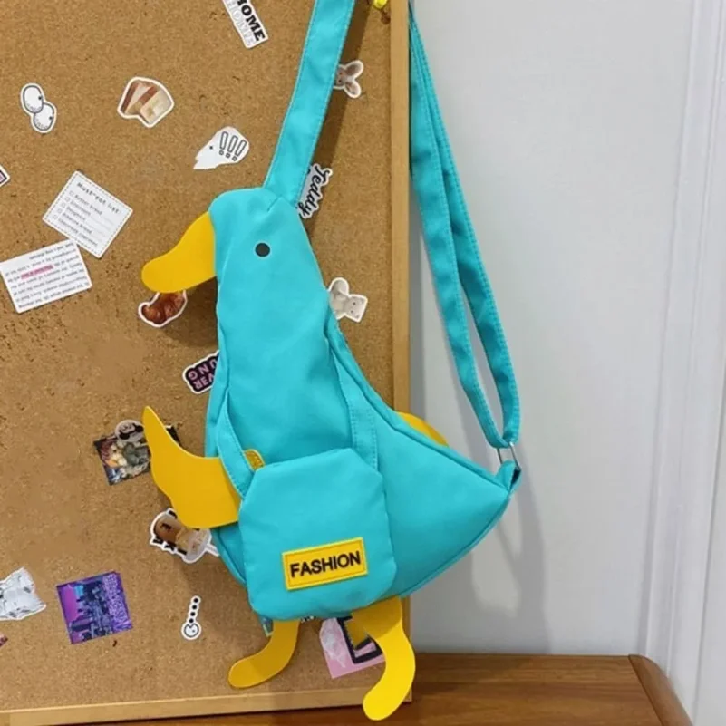 Creative Canvas Funny Duck Crossbody Bag Novetly Korean Style Duck Shoulder Bag Minority Design Cartoon Chest Bag Shool - view 3