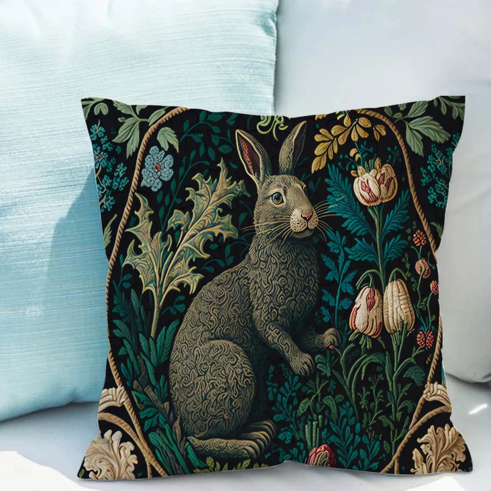 Rabbit Retro Decorative Pillowcases for Sofa Cushions Covers Pillowcase for Living Room Twin Size Bedding Cushion Cover Pillow