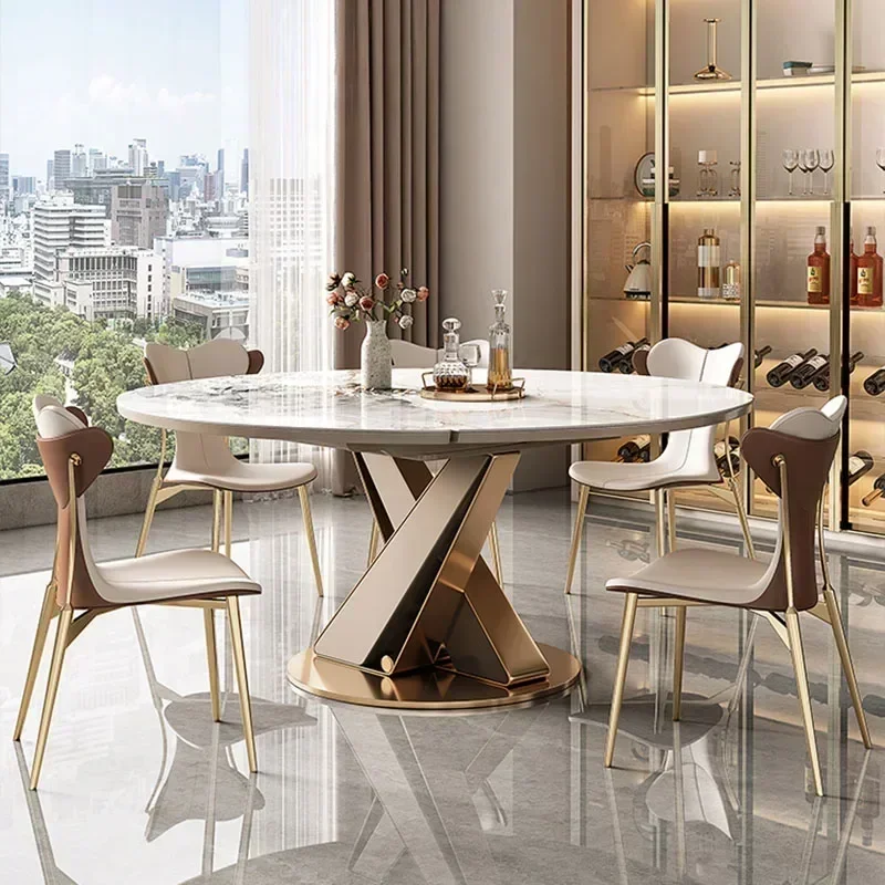 Premium Multi Functional Folding Dining Tables Set Retractable Round Restaurant 4 Chair Dining Tables Circular Table