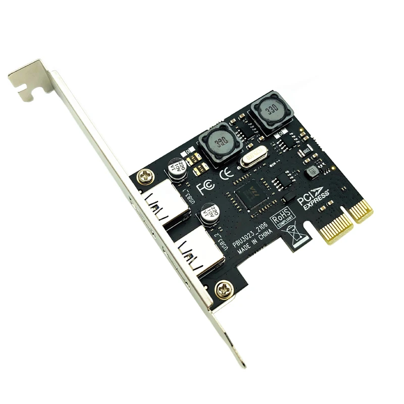 Usb 3.0 Pci Express Adapter Pci E Naar 2 Poorten Usb 3 Uitbreiding Adapter Kaart Usb3 Pcie Pci-e X1 Controller Converter Voor Desktop Pc